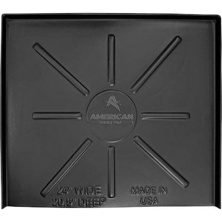 American Built Pro Dishwasher Drain Pan - Open-Ended Directs wtr Upfront for Leak Detection  - 24 inch x 20.5 inch, Blk DWP-1B